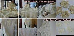 Before after wedding dress restoration